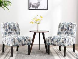 .dining chair armless upholstered living room furnitureproduct description : Altrobene Fabric Armless Accent Chair Set Of 2 Modern Slipper Side Chairs With Washable Covers For Living Room Bedroom Home Office White Blue Floral Buy Online In Botswana At Desertcart