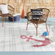 home dynamix marine anchor coastal anchor indoor outdoor area rug ivory grey 5 2 x7 2