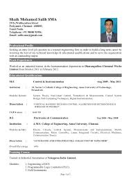 Sample Resume Fresher Template net 