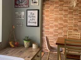 Brick Effect Wall In Her Dining Room