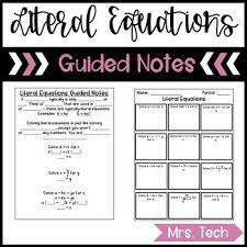 Literal Equations Guided Notes