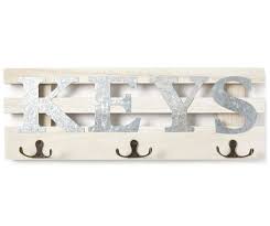 Keys Galvanized Whitewash Wood 3 Hook