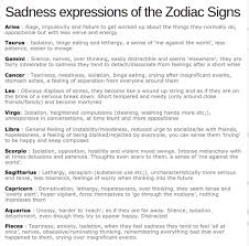 Sadness Expressions Of The Signs Zodiac Signs Aries