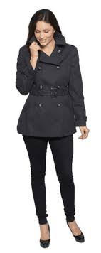Up To Plus Womens Black Trench Jacket Db402
