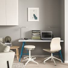 I wanted to have a nice large corner desk, but unfortunately ikea galant have been discontinued. Linnmon Lerberg Table Light Gray White Blue 59x29 1 2 Ikea Ikea Linnmon Table Top Ikea Table