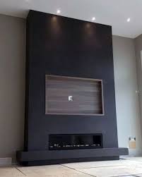 Living Room Tv Black Fireplace Wall