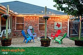 diy patio area with texas lamp posts