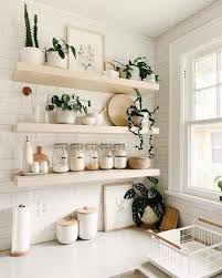 White Kitchen Open Floating Shelves