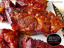 saucy country style oven ribs cooking