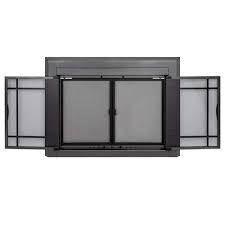 Gunmetal Glass Fireplace Doors