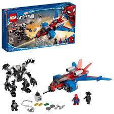 Find great deals on ebay for lego spiderman minifigure. Lego Marvel Spider Man Spider Jet Vs Venom Mech 76150 Building Kit With Minifigures Mech And Plane 371 Pieces Walmart Com Walmart Com