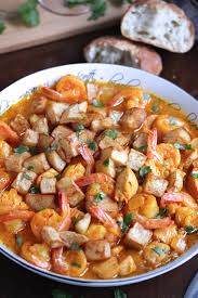 shrimp mozambique with fried potato