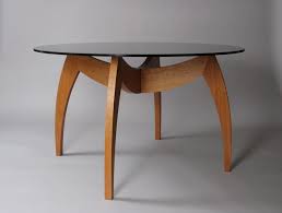 cherry dining table with round glass top