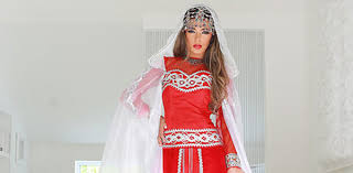 robe kabyle rouge satin sse pas cher