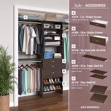 closetmaid 4369 style 84 in w 120 in w chocolate wood closet system