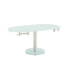 Thao Dining Table In White Tempered Glass