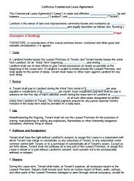Free Commercial Lease Agreement Template Word Templates