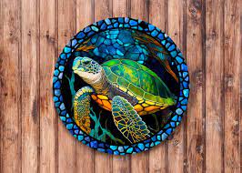 Faux Stained Glass Sea Turtle Wreath