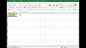 percene of weight loss in excel