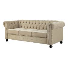 on tufted linen fabric living room