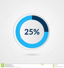 25 Percent Blue Grey And White Pie Chart Percentage Vector