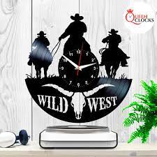 Wall Clock Cowboy Style Rustic Decor