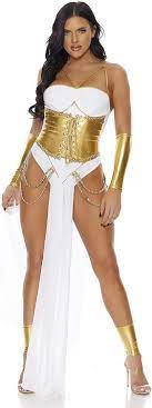 Amazon.com: Forplay Feeling Godly Goddess Costume –Sexy Greek Goddess  Costume for Women – Includes White & Gold Bodysuit with Gauntlets & Leg  Accessories – For Halloween, Cosplay & Roleplay, White Gold, L/XL:
