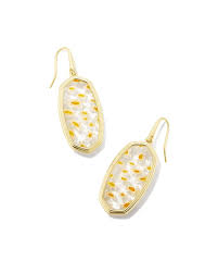 framed elle gold drop earrings in white