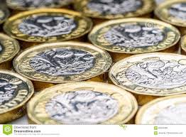 New British One Pound Sterling Coin Chart Rate Stock Image