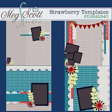 Strawberry 12 X 12 Scrapbooking Templates Commercial Use Card Making Scrapbook Printable Instant Download