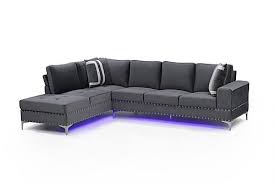 U97 Gray Velvet Sectional Sofa W Led
