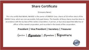 Business Share Certificate Templates Ms Word Word Excel