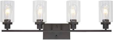 Amazon Com Melucee 4 Lights Wall Sconce Lighting Oil Rubbed Bronze Finished With Clear Glass Bathroom Vanity Light Fixtures Wall Lights Bedroom Porch Kitchen Living Room Home Improvement