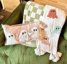 NWT Rachel Zoe Throw Blanket & Pink Pillow GHOST PASTEL PAC MAN TIK TOK  TASSEL | eBay