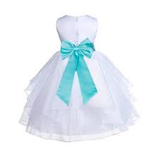 Ekidsbridal White Tiffany Shimmering Organza Christmas Junior Bridesmaid Recital Easter Holiday Wedding Pageant Communion Princess Birthday Clothing