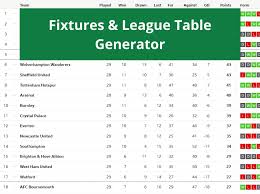 excel fixtures and league table generator