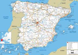 large detailed road map of spain with