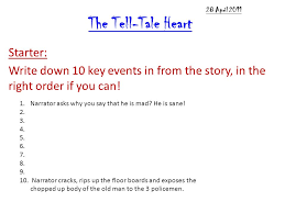 The Tell Tale Heart Starter Write Down 10 Key Events In