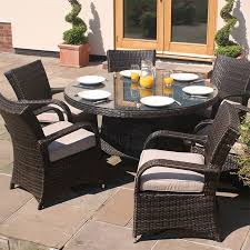 6 seater brown rattan cairo round table