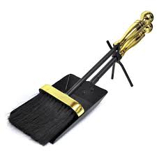 Black And Brass Shovel And Brush Set