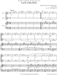 Carol Of The Bells Leontovich Sheet Music - Leontovich. Carol of the Bells - 2 Violins, Piano G mi classical sheet music