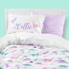 Girls Room Bedding Pink Purple Dinosaur