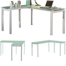l shaped glass desk with metal