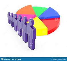 3d People Chain Sign Team Pie Chart Stock Illustration