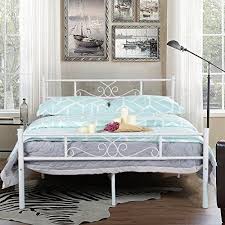 simlife full size white metal bed frame