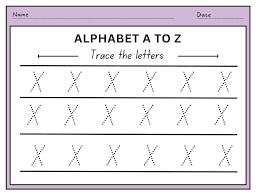 trace the letter x uppercase alphabet