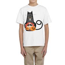 Amazon Com Sakanpoblack Cat Boys Graphic T Shirt Top White