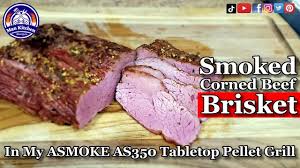 smoked corned beef brisket on an asmoke
