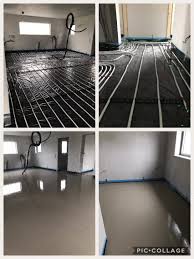 fast floor screed pour 275 m2 over ufh
