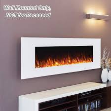 Valuxhome 50 In Wall Mount Electric Fireplace In White 50 White